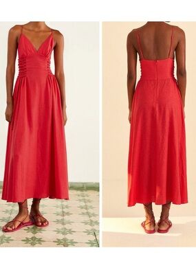 FARM Rio Red V-Neck Spaghetti Strap Maxi Dress